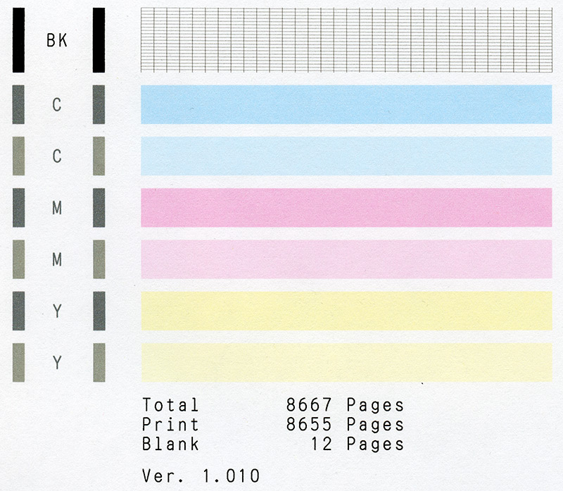 пример тестового образца проверки сопел canon