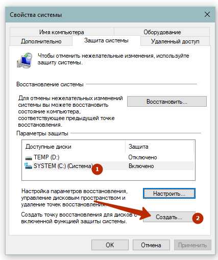 создать точку